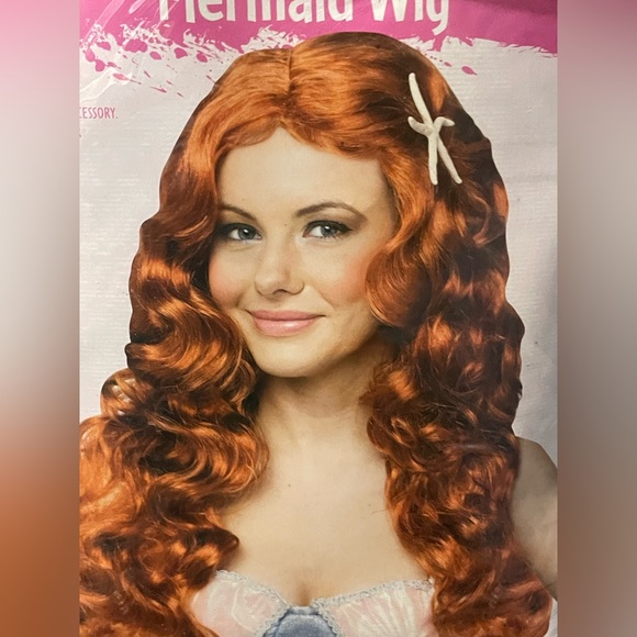 🔴 3/$12 Mermaid Wig in Vibrant Orange! New in original packaging! - Picture 2 of 3